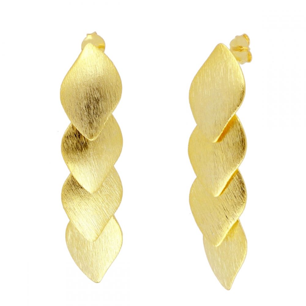 Pendientes largos plata hojas rayadas 45mm Pendientes largos plata hojas rayadas 45mm