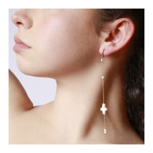 Pendientes largos plata perla natural 115mm Sylas foto 2