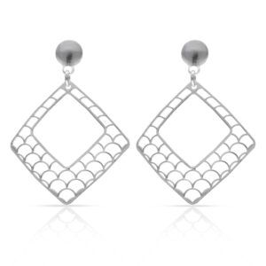 Pendientes largos rombo plata calados 26x35mm