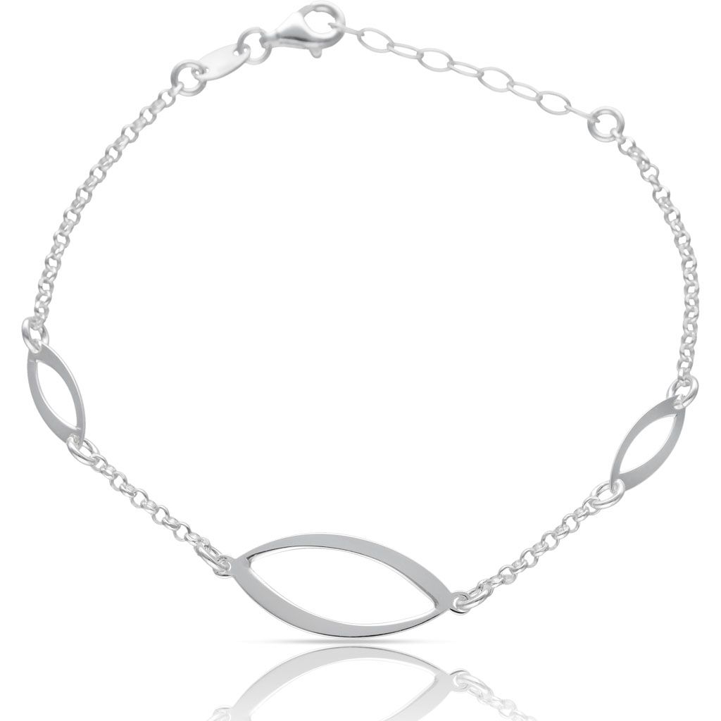 Pulsera 3 motivos ovales en plata 925 Pulsera 3 motivos ovales en plata 925