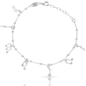 Pulsera Musical plata mini charms nota musicales