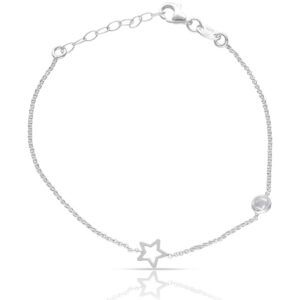 Pulsera basica plata motivo estrella y circonita bocelada