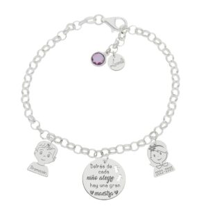 Pulsera mejor profesora plata 925 personalizable