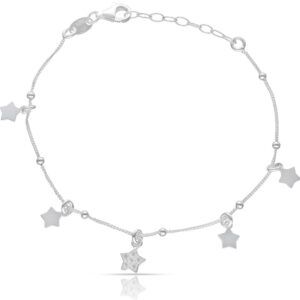 Pulsera mini charms estrellitas plata ley