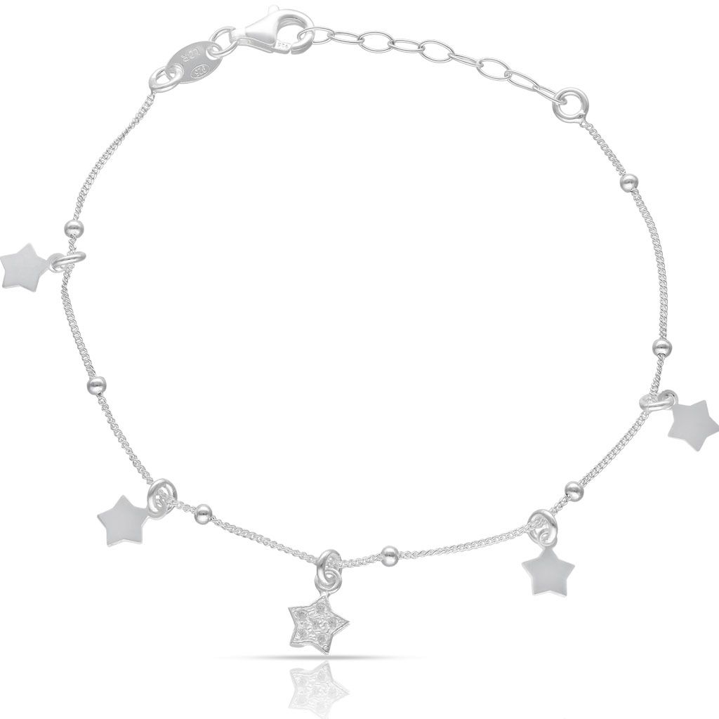 Pulsera mini charms estrellitas plata ley Pulsera mini charms estrellitas plata ley