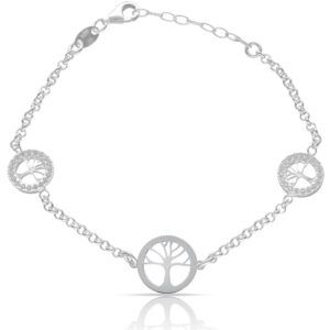 Pulsera plata 3 arboles de la vida circonitas