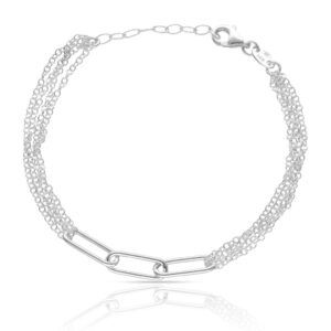 Pulsera plata 3 eslabones y cadenas rolot