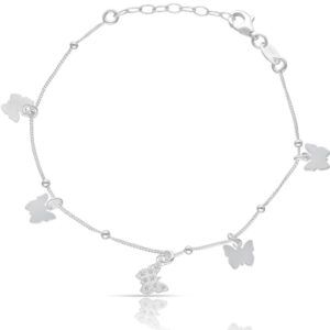 Pulsera plata 5 mini charms mariposas