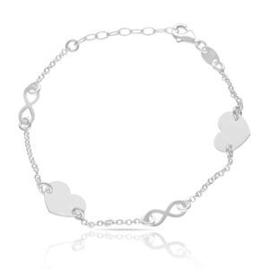 Pulsera plata 925 charms corazones y infinitos