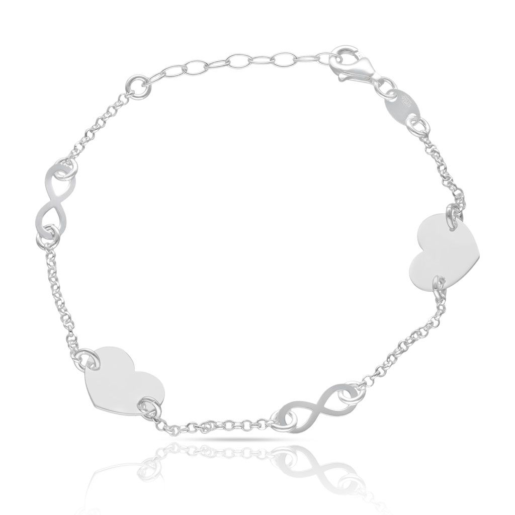Pulsera plata 925 charms corazones y infinitos Pulsera plata 925 charms corazones y infinitos