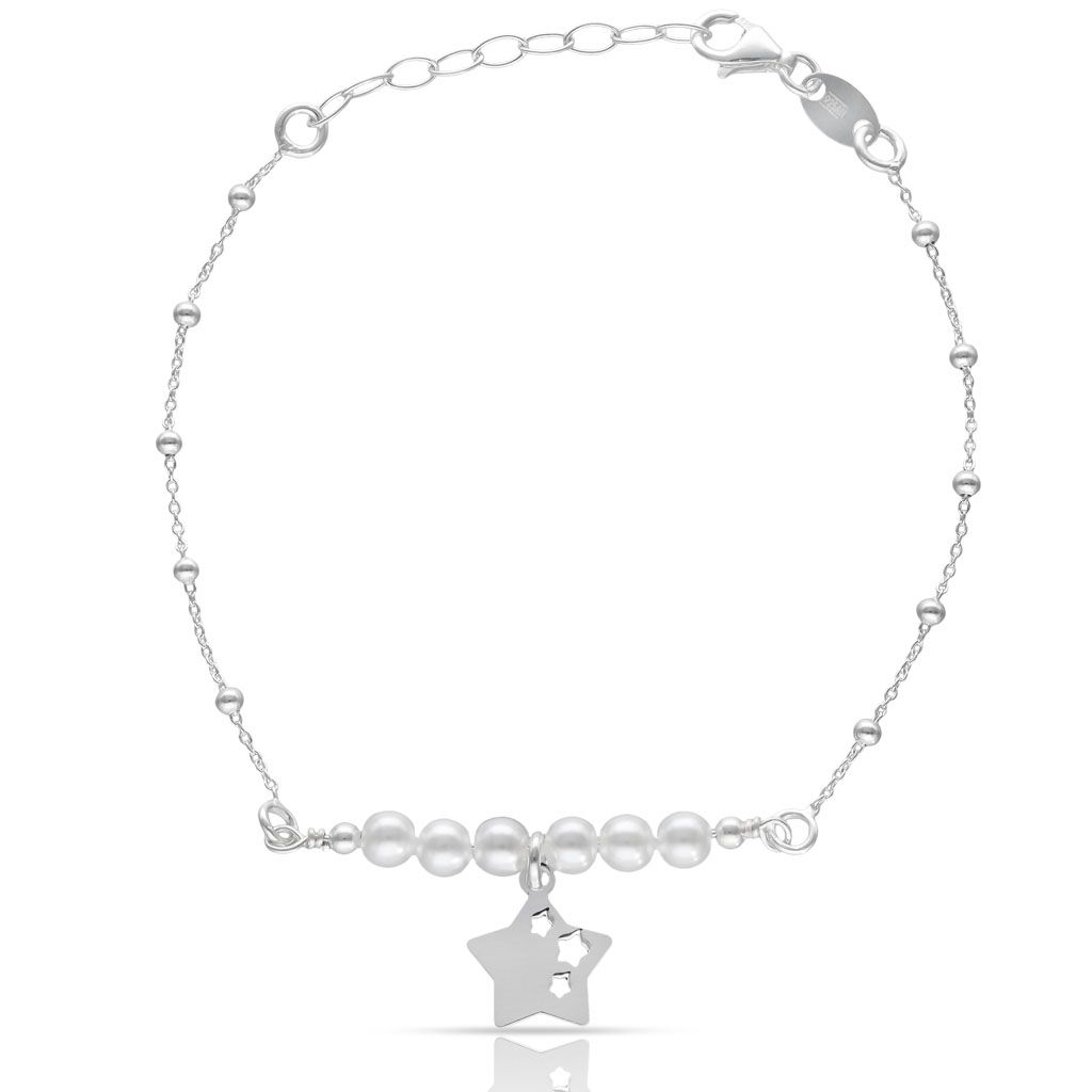 Pulsera plata 925 perlas y charm estrella Pulsera plata 925 perlas y charm estrella