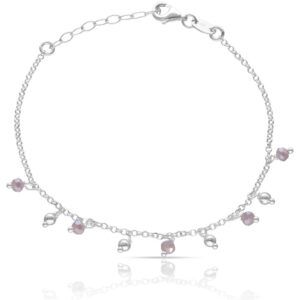 Pulsera plata mini charms bolas y piedras Malva
