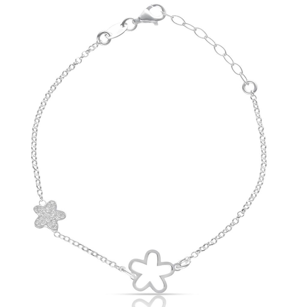 Pulsera plata motivo flores - Bali Pulsera plata motivo flores - Bali
