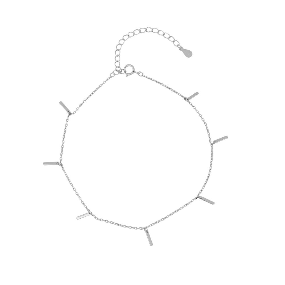 Tobillera mini charms barras en plata 925 Tobillera mini charms barras en plata 925 rodiada