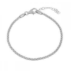 Tobillera plata 925 de cordon modelo Popcorn rodiada Tobillera plata 925 de cordon modelo Popcorn rodiada