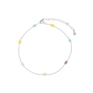 Tobillera plata mini charms globos muticolor rodiada Tobillera plata mini charms globos muticolor rodiada
