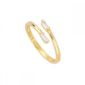Anillo abierto meñique plata ley baguette