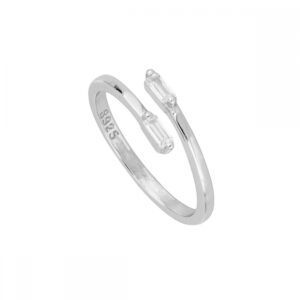 Anillo abierto meñique plata ley baguette rodiada Anillo abierto meñique plata ley baguette rodiada