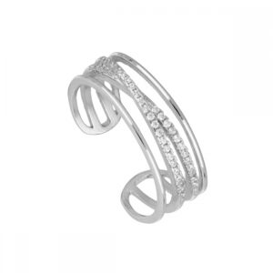 Anillo abierto plata 4 barras circonitas - Eterno rodiada