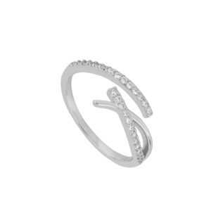 Anillo abierto plata circonitas Dublin rodiada