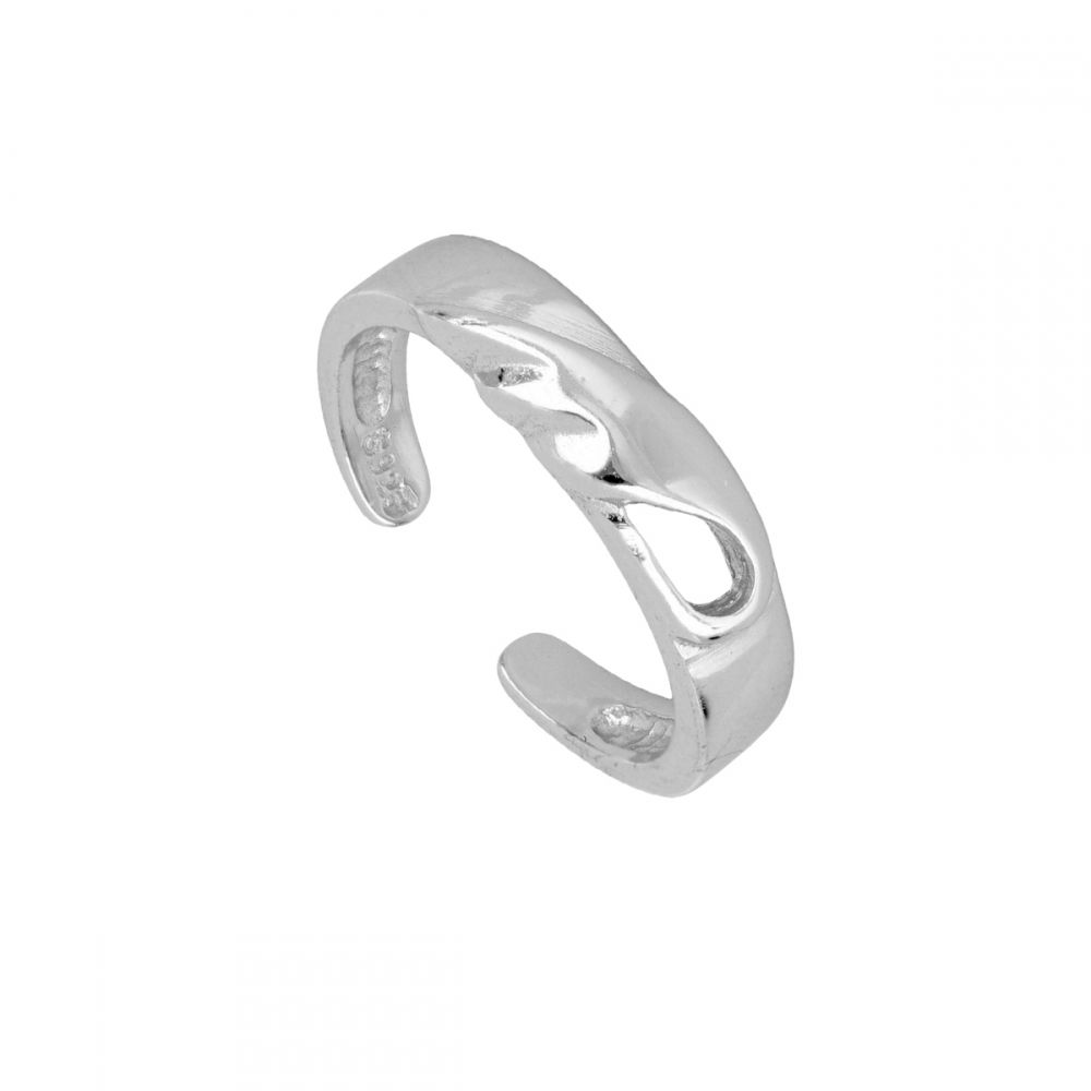 Anillo dedo meñique abierto plata Ola 4,3mm Anillo dedo meñique abierto plata Ola 4,3mm rodiada