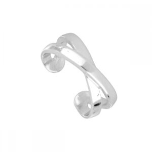 Anillo meñique abierto plata 925 Cruzado rodiada Anillo meñique abierto plata 925 Cruzado rodiada