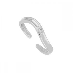Anillo meñique abierto plata circonita - Bands rodiada