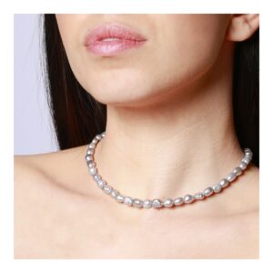 Collar de perlas Baroque en plata 6-7mm foto Collar de perlas Baroque en plata 6-7mm foto