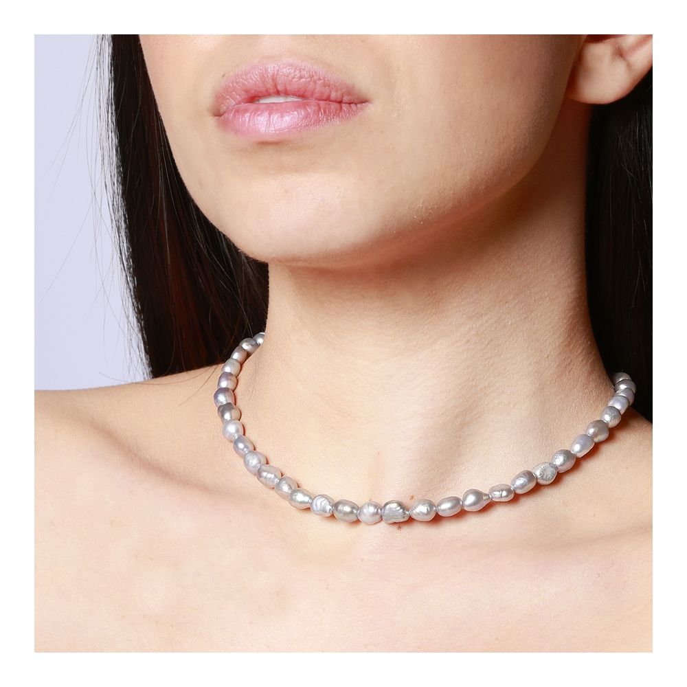 Collar de perlas Baroque en plata 6-7mm Collar de perlas Baroque en plata 6-7mm foto