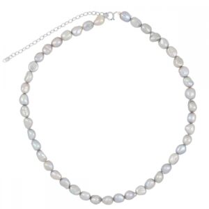 Collar de perlas Baroque en plata 6-7mm rodiada