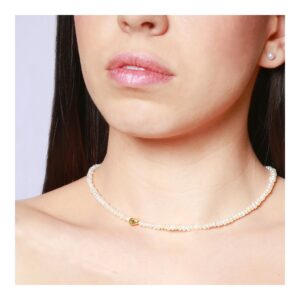 Collar perlas naturales con triangulo plata foto