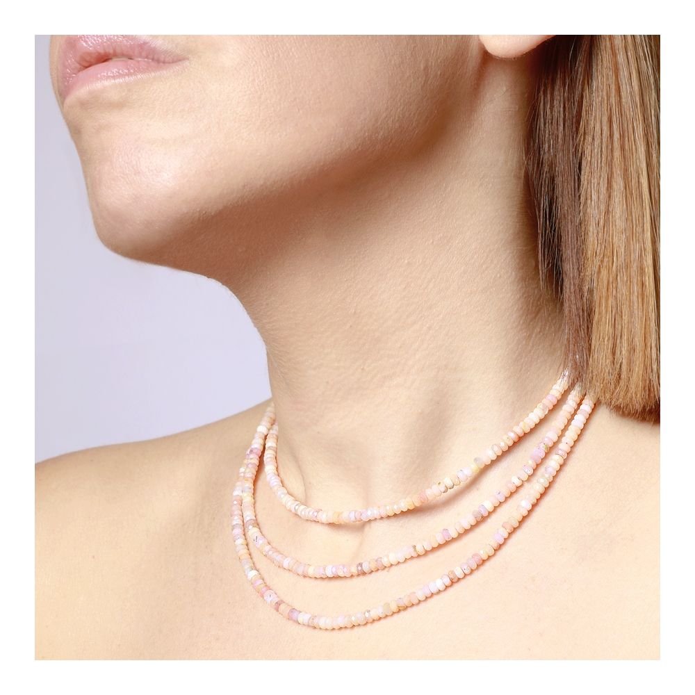 Collar piedras Opalo rosa 2x4mm en plata Collar piedras Opalo rosa 2x4mm en plata modelo