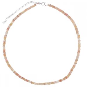 Collar piedras Opalo rosa 2x4mm en plata rodiada