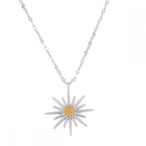 Collar plata 925 cadena cobra y sol opalo rodiada Collar plata 925 cadena cobra y sol opalo rodiada