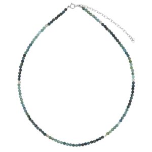 Collar plata piedra naturla turmalina azul 3,5mm rodiada