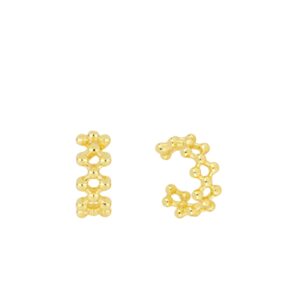 Ear cuff plata panal rombos y bolas 14x5,5mm
