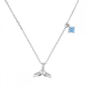 Gargantilla plata charm cola delfin 11mm rodiada