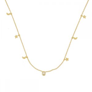 Gargantilla plata mini charms 3 lunas y 3 estrellas Gargantilla plata mini charms 3 lunas y 3 estrellas