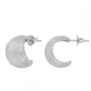 Pendiente aro plata criolla rallada 13x10mm rodiada