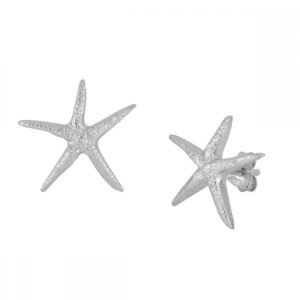 Pendiente estrella de mar plata 15mm - Ariel rodiada