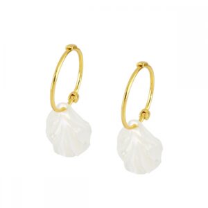 Pendientes aros plata Hoja de nacar 17x25mm