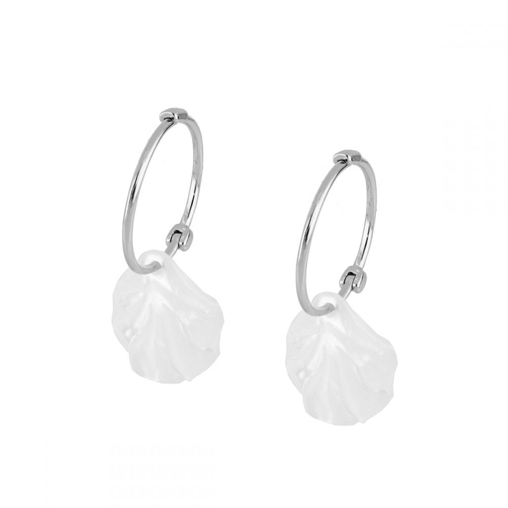Pendientes aros plata Hoja de nácar 17x25mm Pendientes aros plata Hoja de nacar 17x25mm rodiada