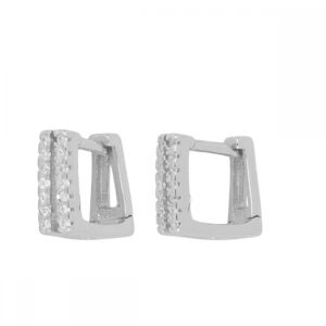 Pendientes cuadrados plata circonnitas 10x8mm rodiada