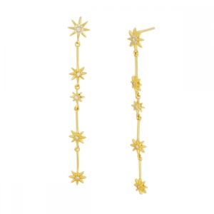 Pendientes largos plata estrellas y circonitas