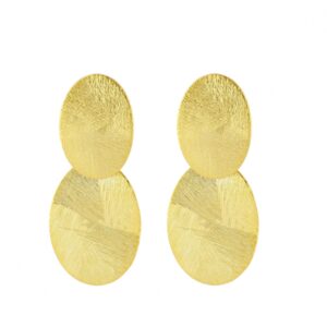 Pendientes plata 2 redondas con grabado rayado 35mm