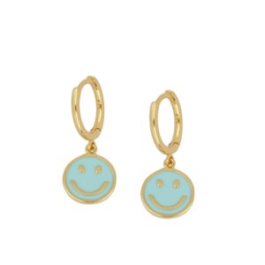 Pendientes plata aro charm Smile enamel