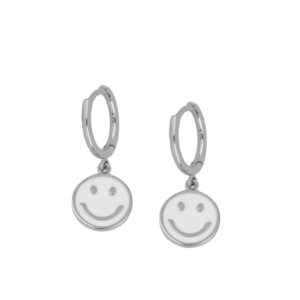Pendientes plata aro charm Smile enamel rodiada turqesa Pendientes plata aro charm Smile enamel rodiada turqesa