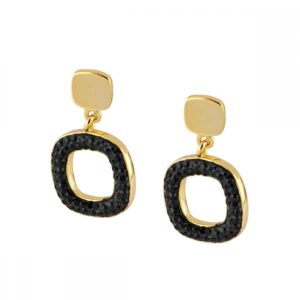 Pendientes plata cuadrados circonitas negras