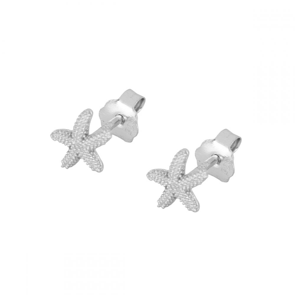 Pendientes plata estrella mar granulada 6mm Pendientes plata estrella mar granulada 6mm rodiada