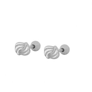 Piercing plata doble lazo rayado 5x4mm rodiada